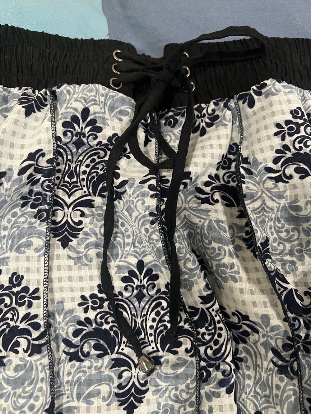 Boho Maxi Skirt in Black & White Floral - Picture 10 of 11